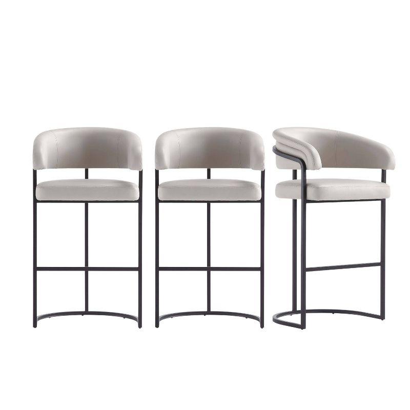 Augusta Light Gray Leatherette Barstools with Metal Frame, Set of 3