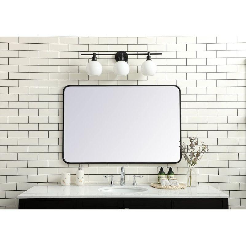 Elegant Lighting Soft corner metal rectangular mirror 28x42 inch in Black