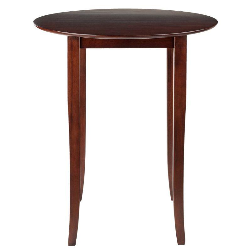 Fiona Round High/Pub Table Antique Walnut - Winsome: Solid Wood, 4-Seat, Breakfast Nook