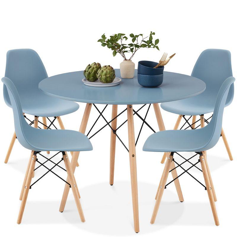 Best Choice Products 5-Piece Compact Mid-Century Modern Dining Set w/ 4 Chairs, Wooden Legs