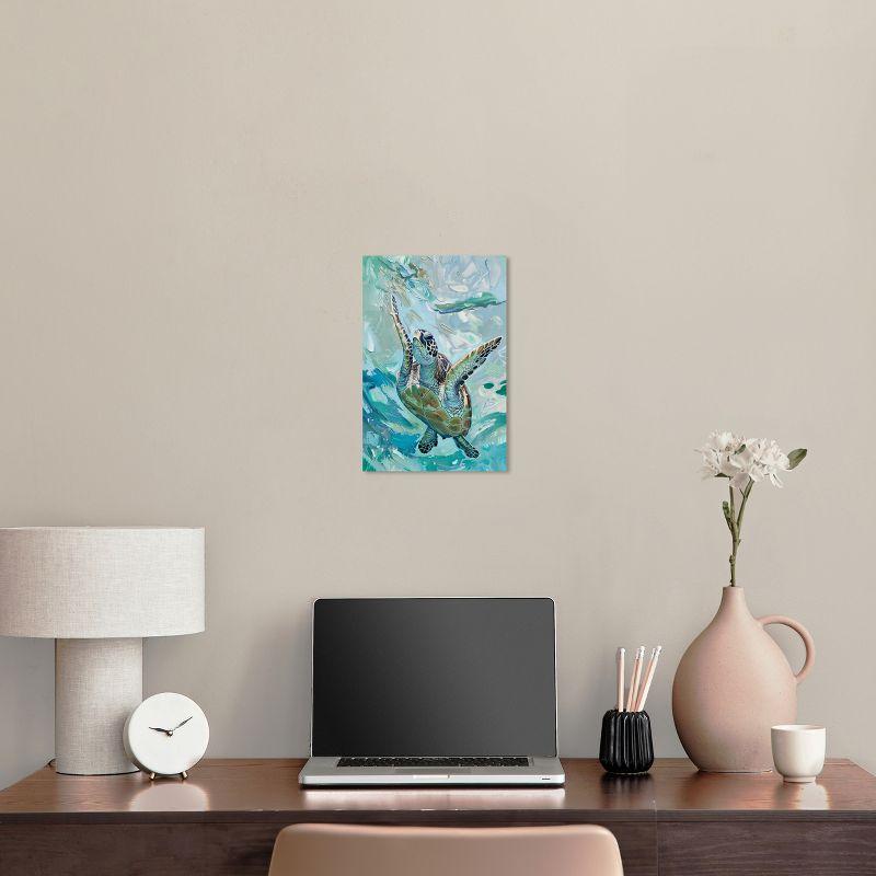 Art Remedy Art Remedy Serene Turtle Framed Colorful Coastal 1 Piece Canvas Wall Art 57715