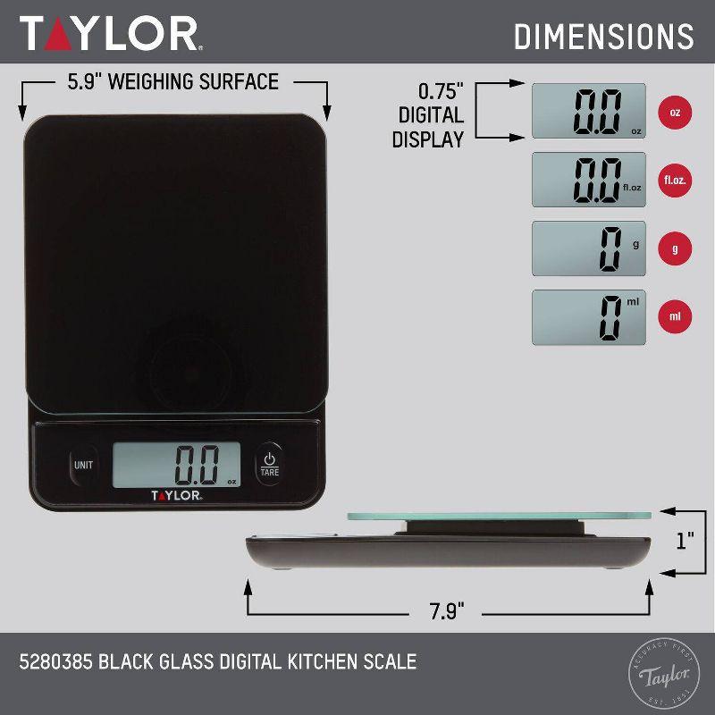 Taylor Digital Kitchen Glass Top 11lb Food Scale Black