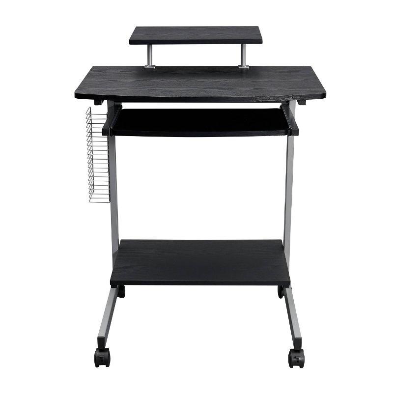 Espresso Compact Workstation Cart with Slide-Out Keyboard Tray