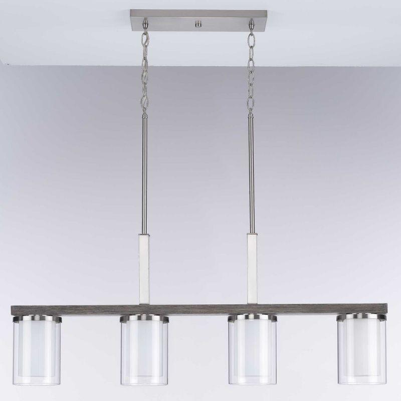 Progress Lighting Mast 4-Light Island Pendant, Brushed Nickel, Clear and Etched Glass Shades