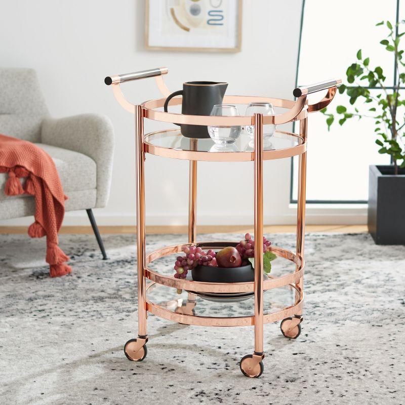 Sienna 2 Tier Round Bar Cart - BCT8001D - Rose Gold - Safavieh