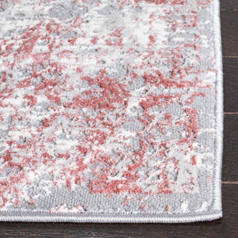Gray and Pink Flat Woven Synthetic Area Rug 8' x 10'