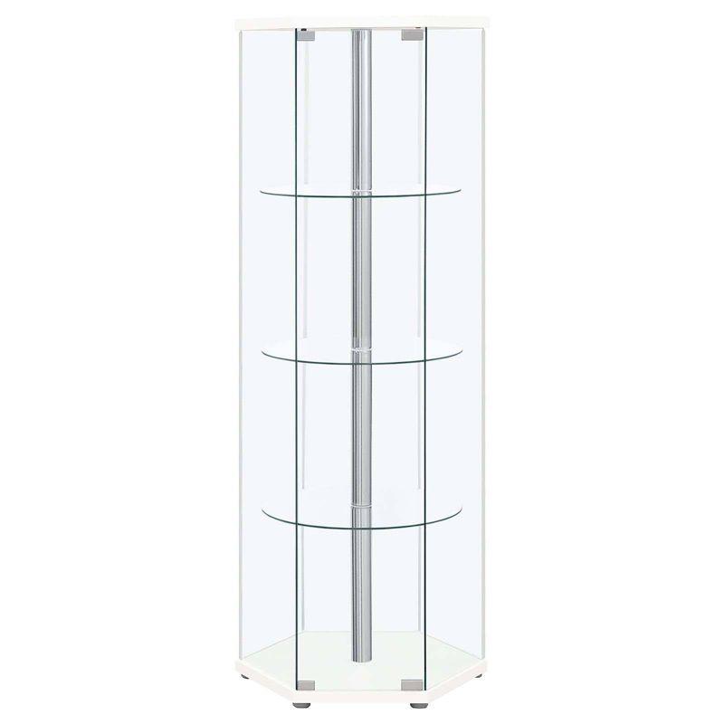 Coaster Zahavah Modern 4 Shelf Hexagon Shaped Glass Curio Cabinet White/Clear