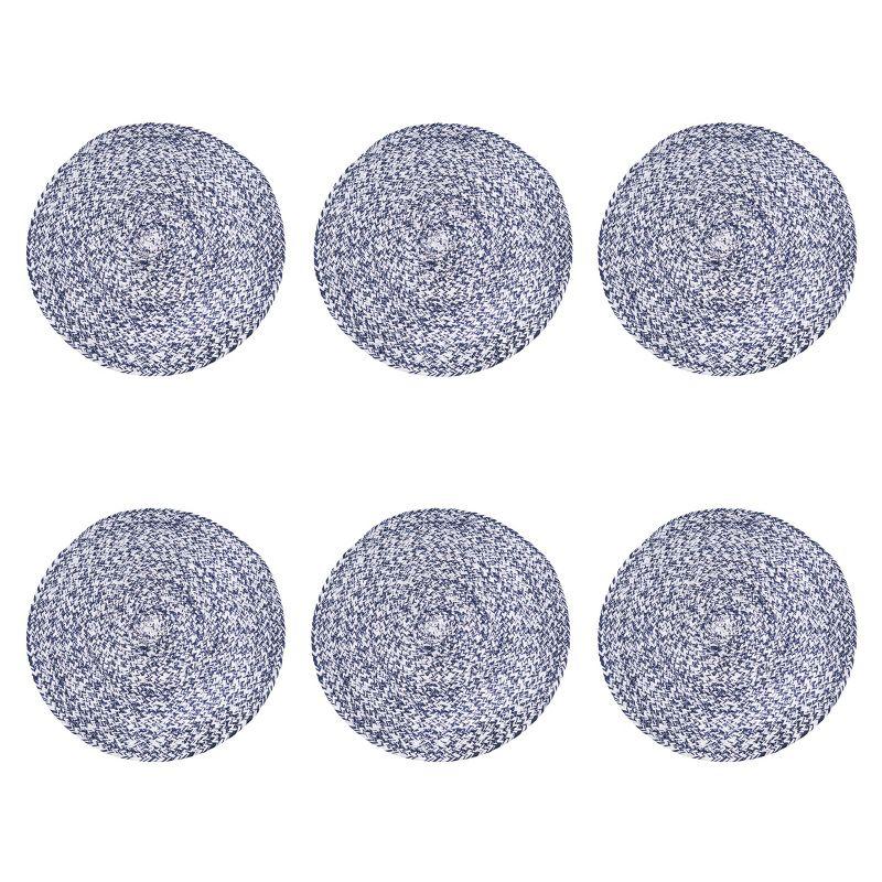 Blue Braided Round Cotton Placemats Set of 6