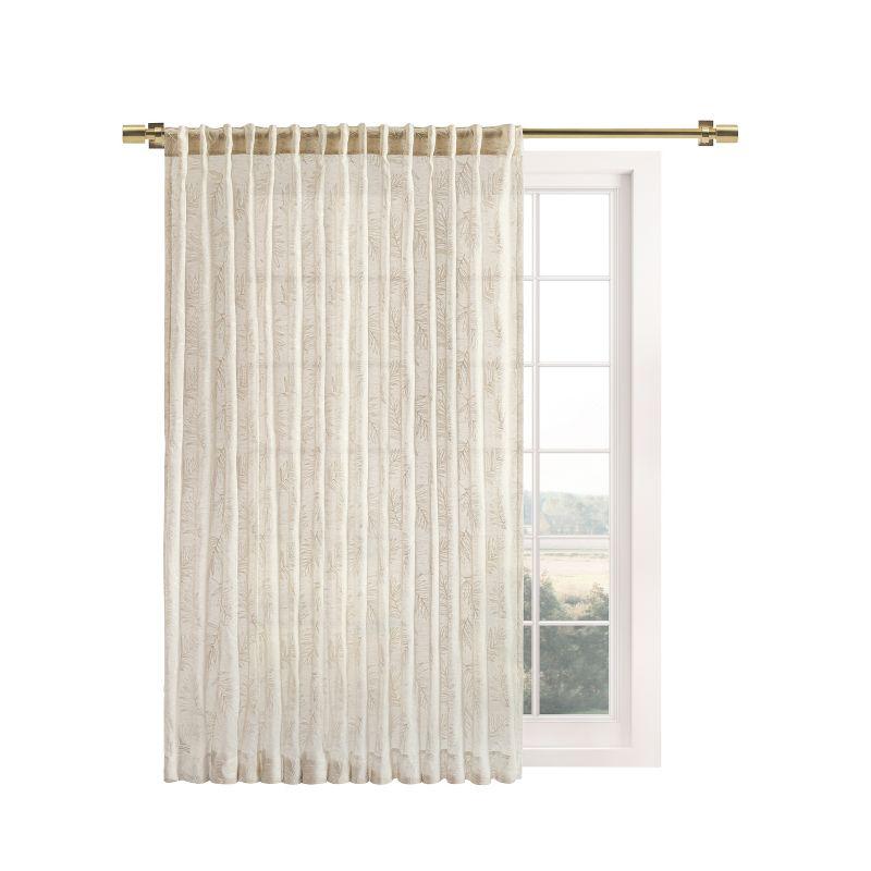 Red Barrel Studio® Roodhouse Premium Leaf Embroidered Semi-Sheer Rod Pocket Double Wide Patio Curtain Panel