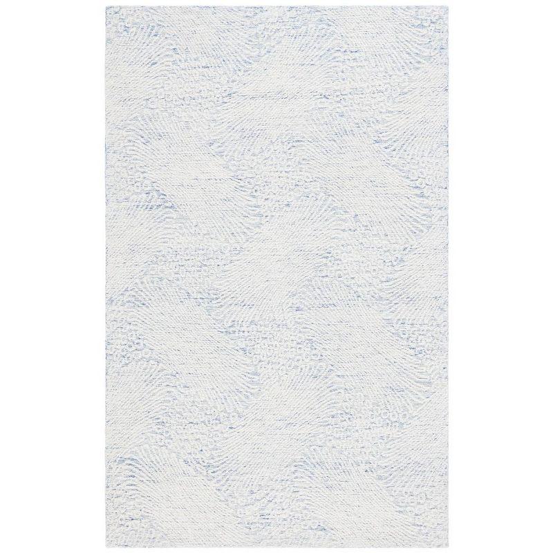 Blue Ivory Hand Tufted Wool 4' x 6' Area Rug