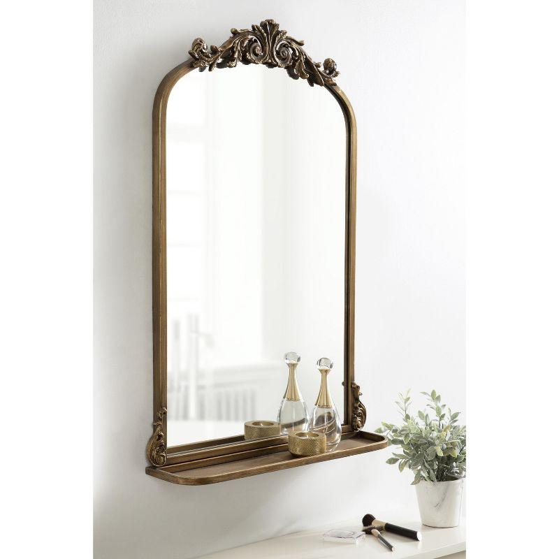 Arendahl Vintage Arch Mirror with Ornate Gold Frame and Shelf