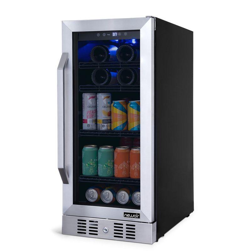 Newair 15" FlipShelf Wine and Beverage Refrigerator, Reversible Shelves Hold 80 Cans or 33 Bottles