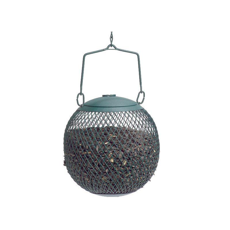 Green Metal Hanging Squirrel Feeding Station