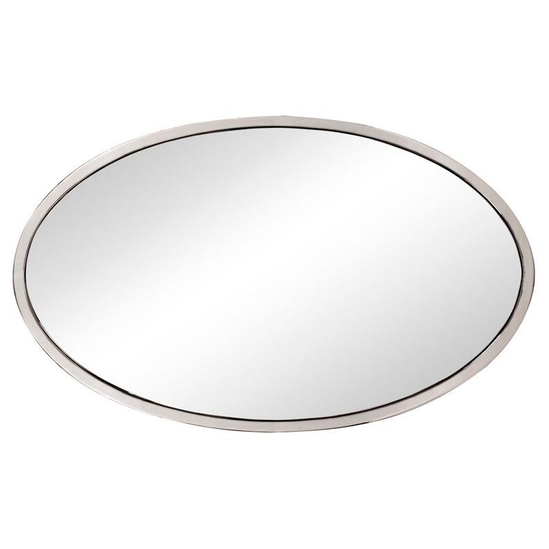 Simone Oval Mirror - Howard Elliott: Stainless Steel Frame, Modern Wall Mounted, 34x20 Inches