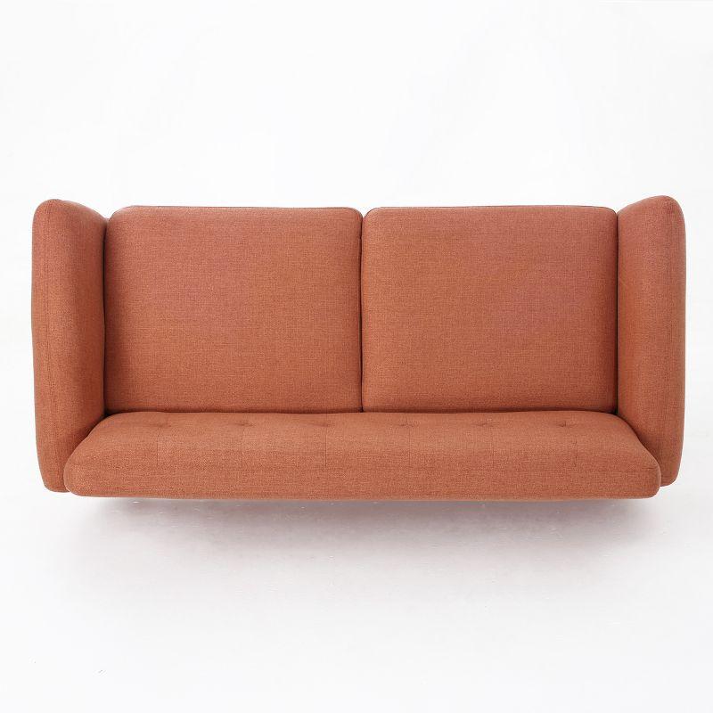 GDFStudio Sheena Mid Century Modern 67.25 " Upholstered Tufted 2 Seater Sofa, Burnt Orange/Natural Oak