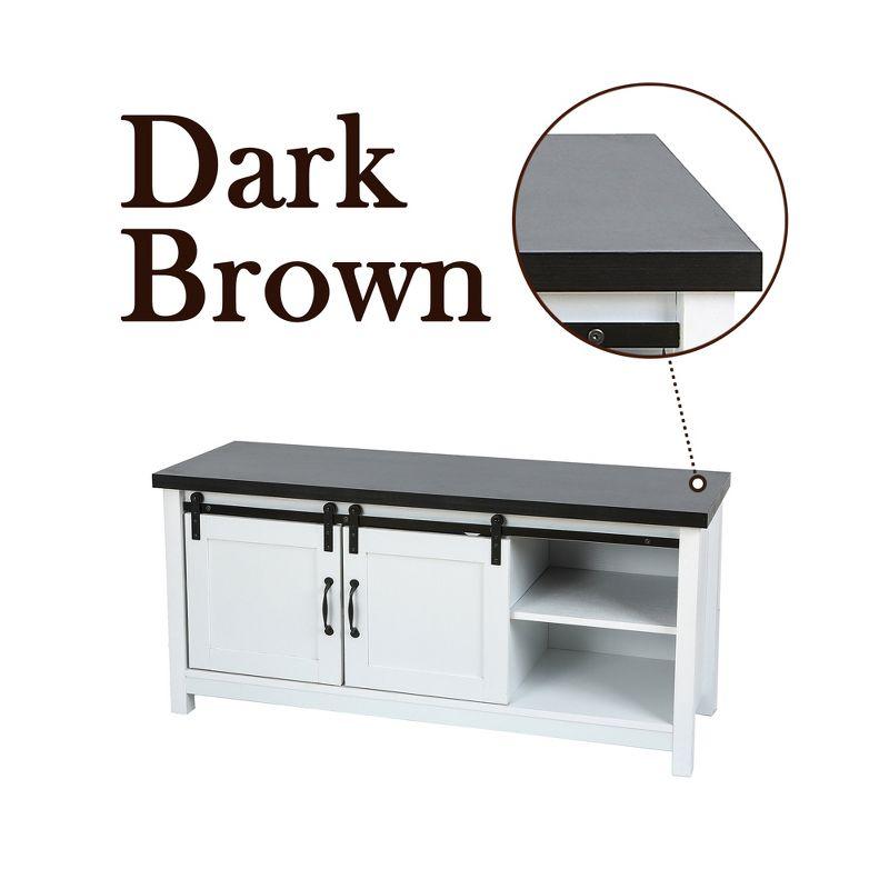 LuxenHome Modern Farmhouse White with Dark Brown 47.3" Wide TV Stand for TVs Up To 55-Inch