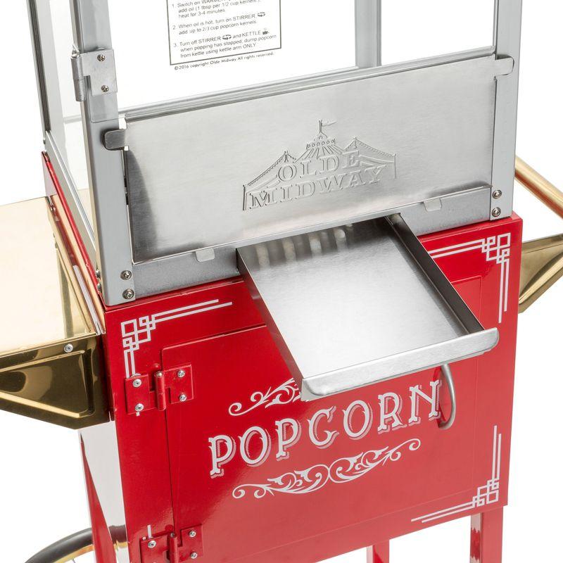 Olde Midway Vintage-Style Popcorn Machine Maker Popper with Cart and 8 Ounce Kettle