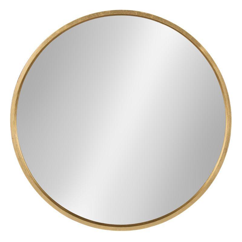 Elegant 28" Round Wood and Gold Wall Mirror