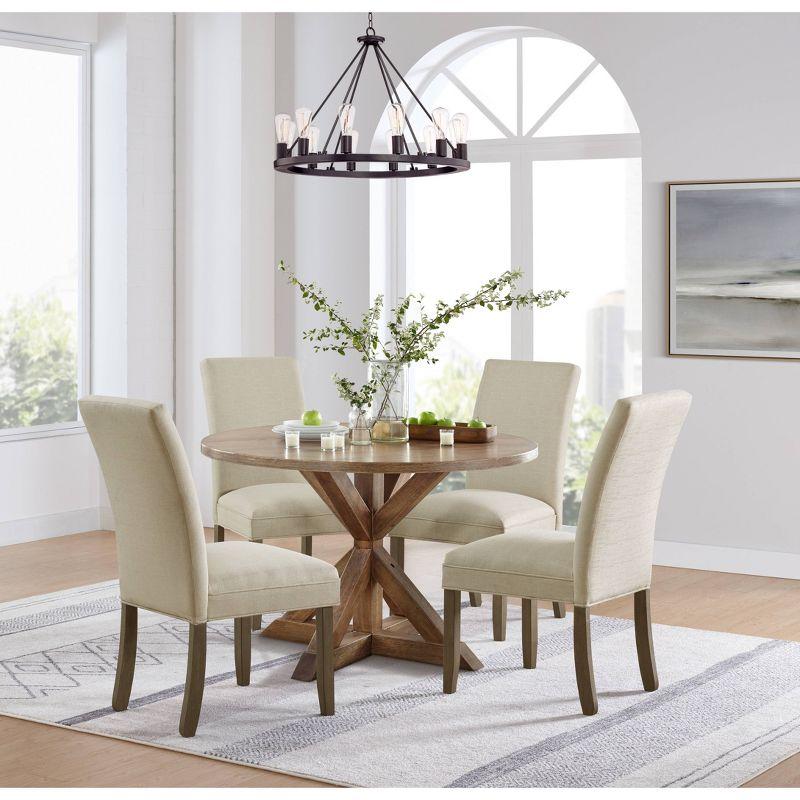 Alaterre Furniture Set of 2 Gwyn Parsons Upholstered Armless Chairs Cream: Modern Polyester Dining Seating