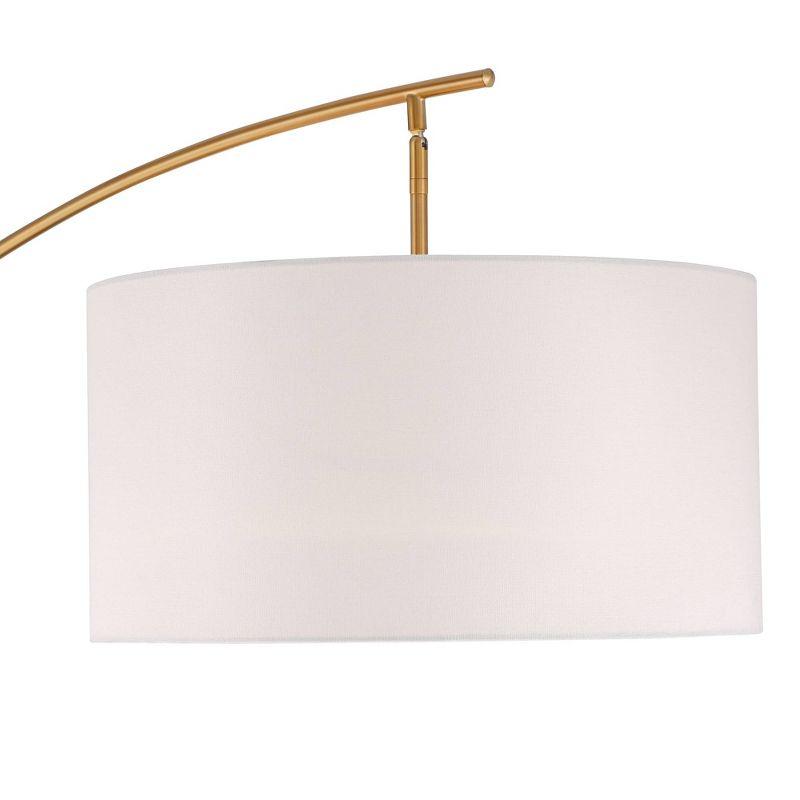 Possini Euro Design Raymond Modern Arc Floor Lamp 69" Tall Warm Gold Adjustable Boom Arm White Linen Drum Shade for Living Room Reading Office House