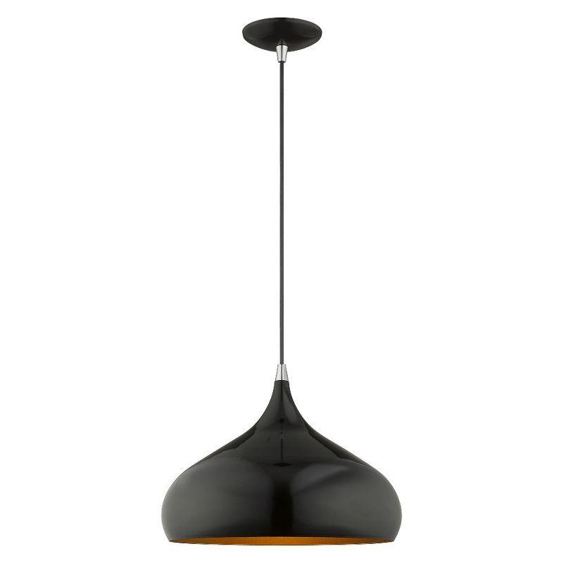 Eclipse Mini Pendant Light in Shiny Black with Gold Accents