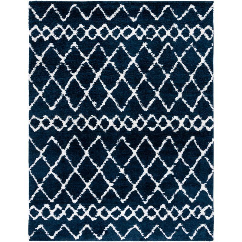 Berber Shag BER165 Power Loomed Indoor Area Rug - Navy/Ivory - 8'x10' - Safavieh