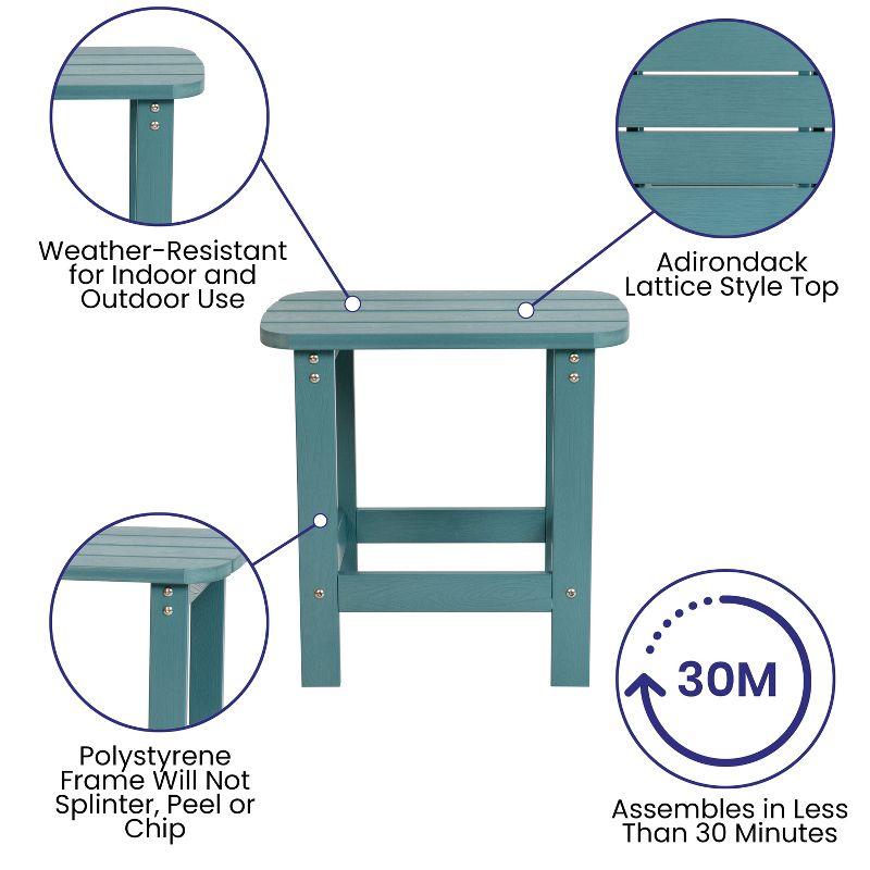 Flash Furniture Charlestown All-Weather Poly Resin Wood Commercial Grade Adirondack Side Table