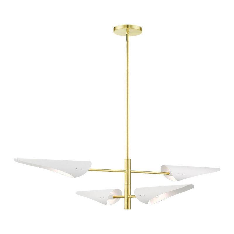 Satin Brass and Glass 4-Light Indoor/Outdoor Pendant Chandelier