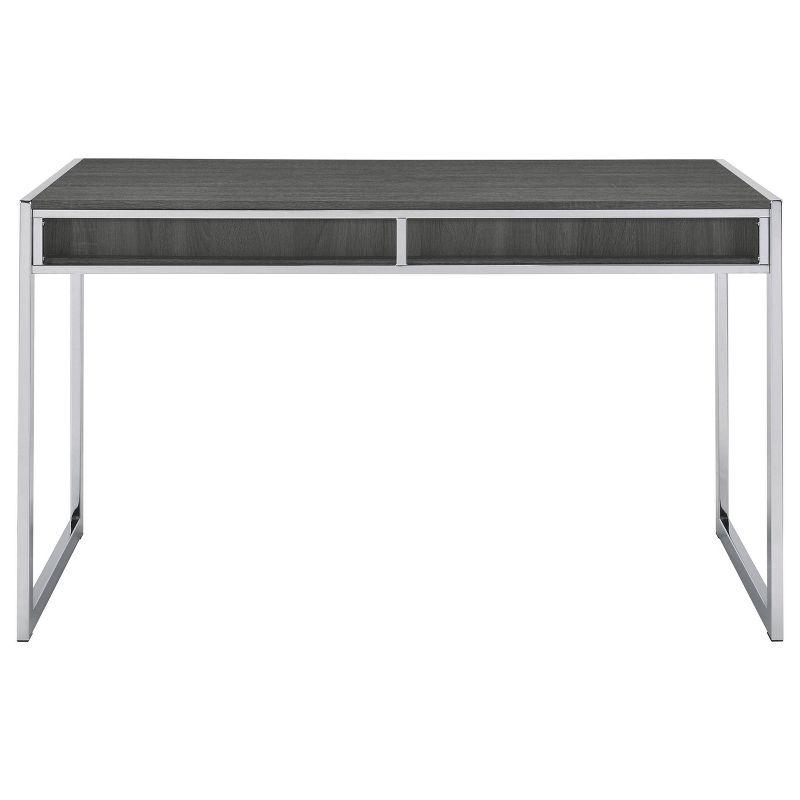 Wallice 2 Drawer Writing Desk with Chrome Base Weathered Gray - Coaster: Modern Home Office Furniture