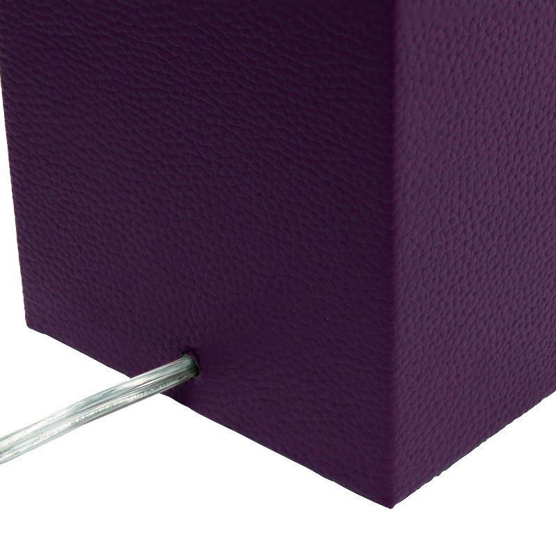 Modern Leather Table Lamp with USB and Fabric Shade Eggplant - Elegant Designs: No Assembly, UL Listed