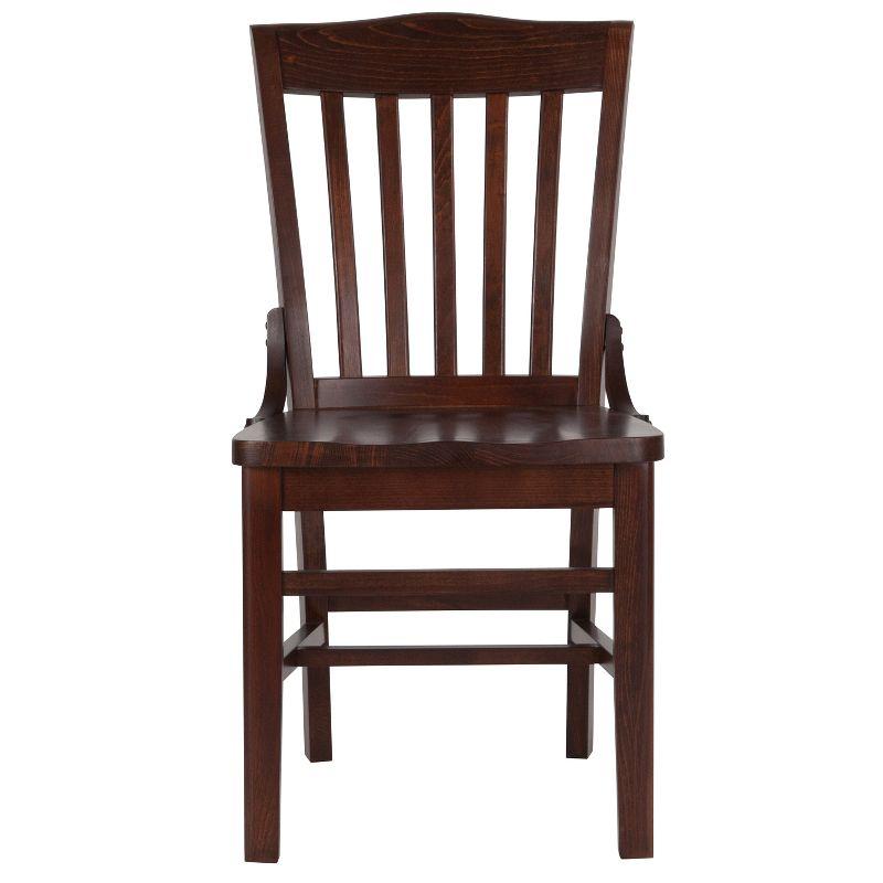 Traditional Walnut Wood Slat Back Dining Chair