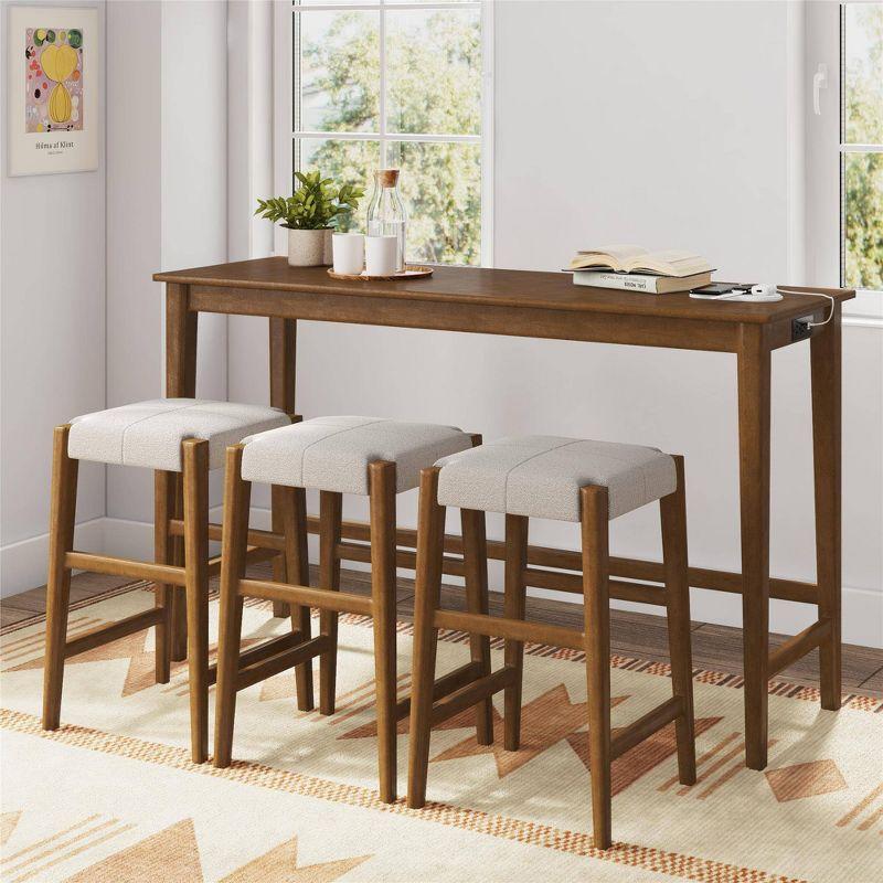 Blonde Oak 60" Rectangular Dining Table with 3 Backless Stools