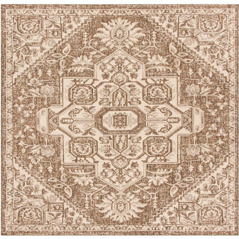 Beach House BHS138 POWER LOOMED Indoor/Outdoor Area Rug - Cream/Beige - 4'x4' - Safavieh