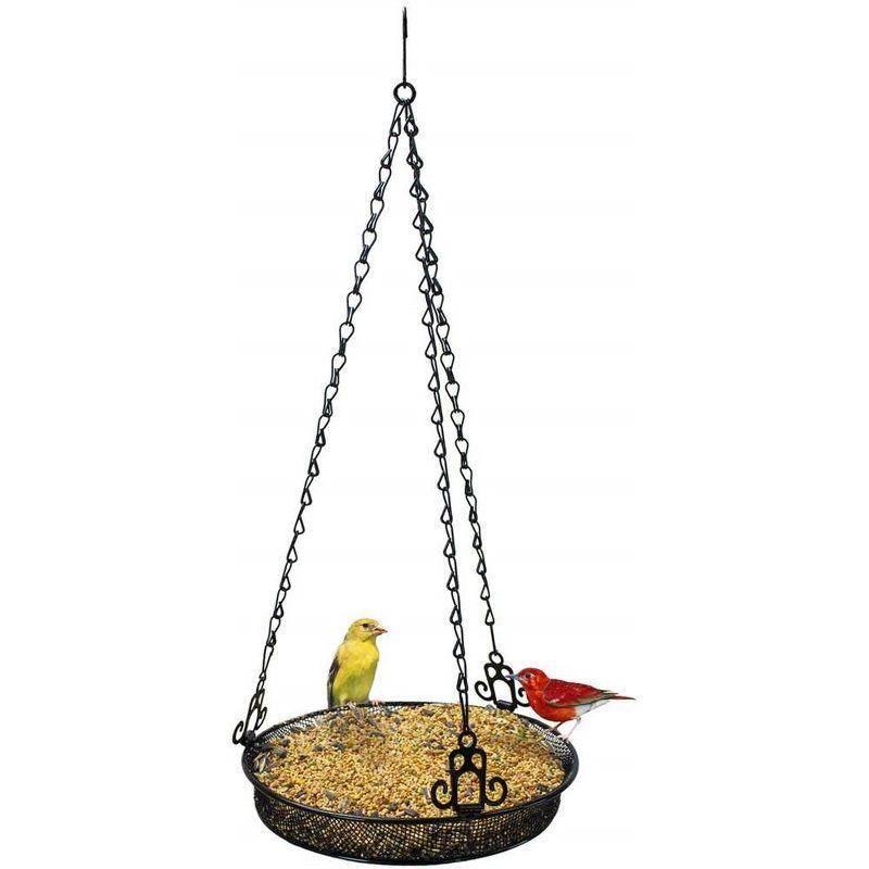 Sorbus Metal Bird Feeder Hanging Tray in Black