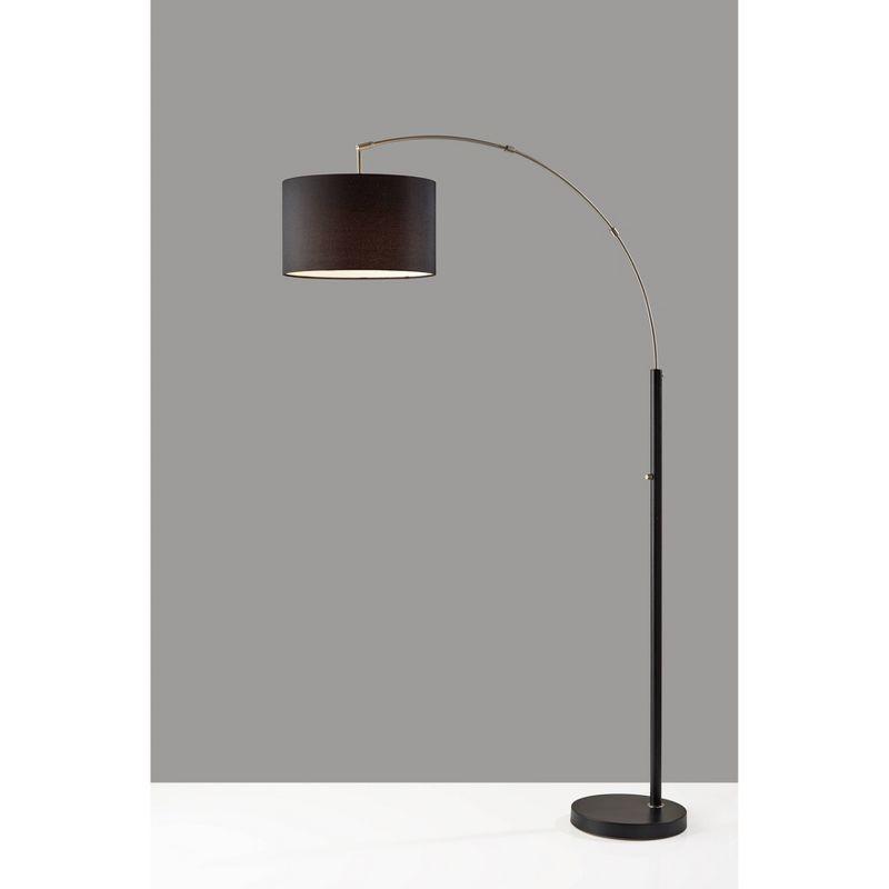 Preston Arc Lamp Brushed Steel Black - Adesso: Urban Industrial Design, Adjustable Joint, ETL Listed