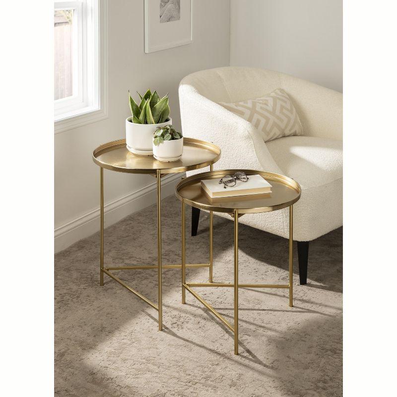 Kate and Laurel Ulani Round Metal Nesting Table, 2 Piece, Gold