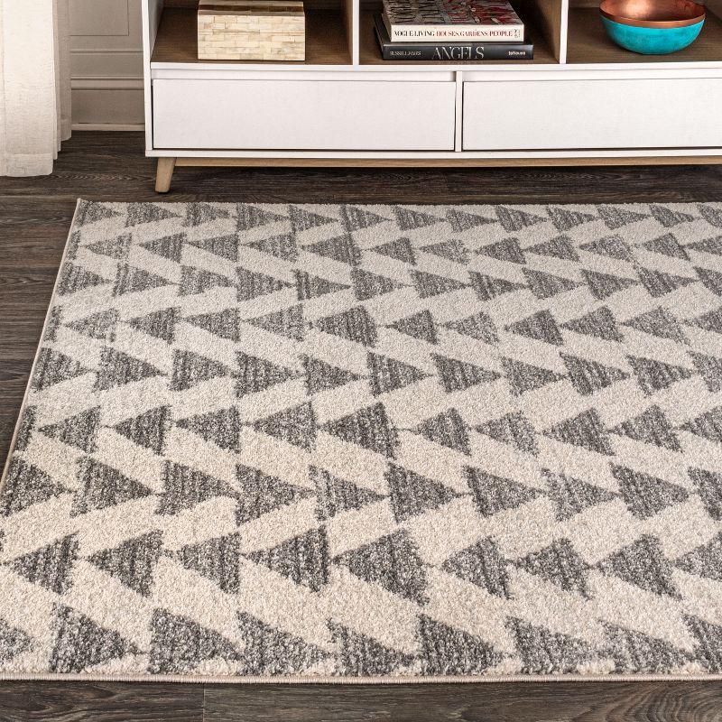 3'x5' Aisha Moroccan Triangle Geometric  Area Rug, Cream/Gray - JONATHAN Y