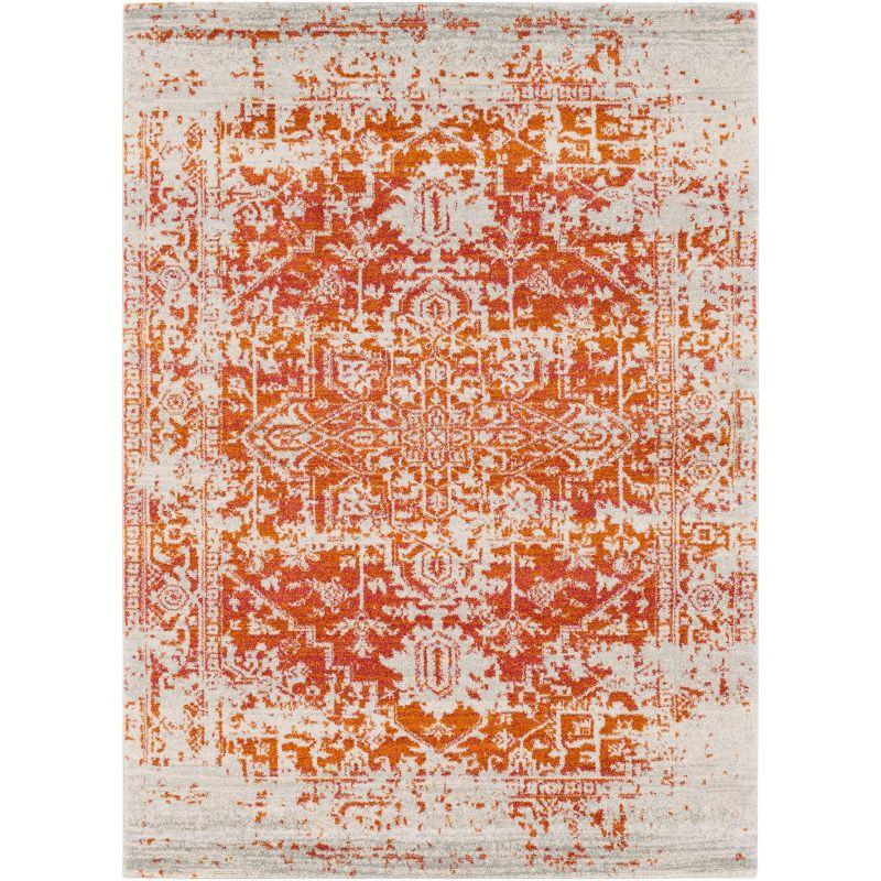 Livabliss 3'11"x5'7" Worsham Traditional Rug Orange: Medium Pile, Fade & Stain-Resistant, Indoor Use