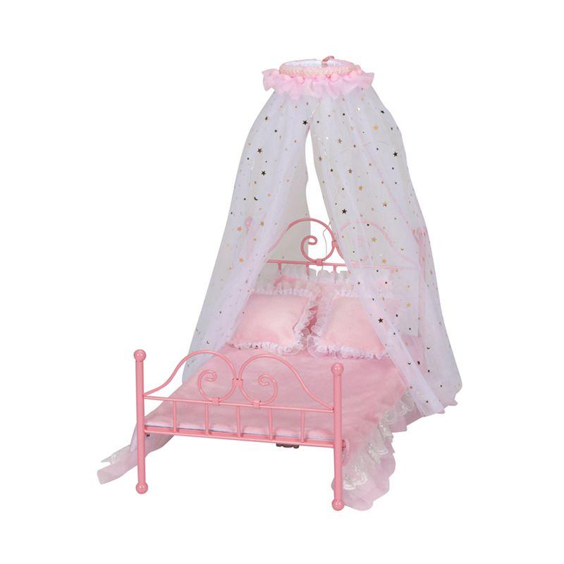 Badger Basket Starlights LED Canopy Metal Doll Bed with Bedding - Pink