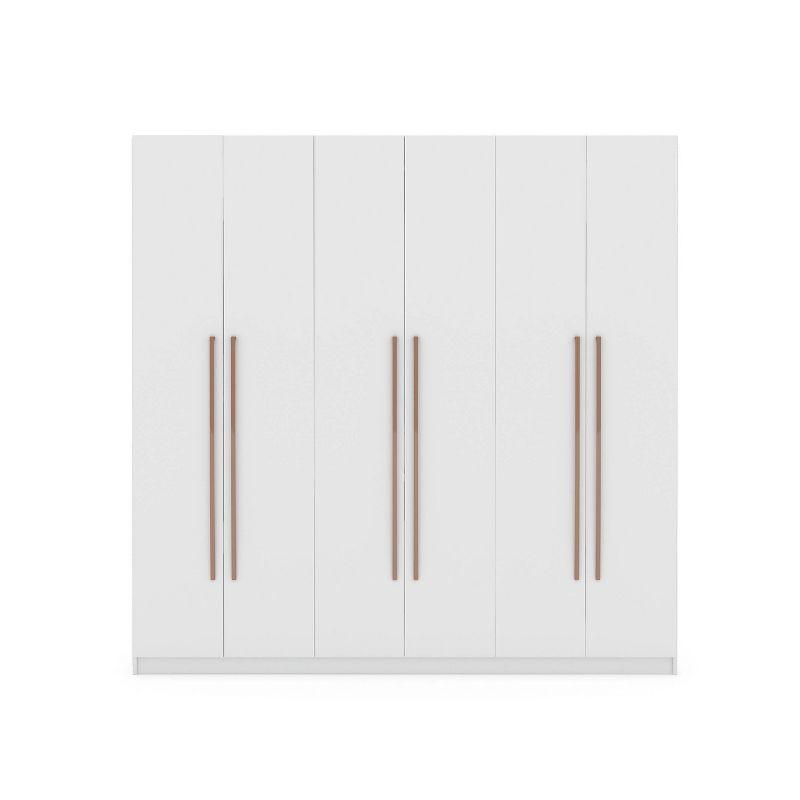 Gramercy Wardrobe Armoire Closet White - Manhattan Comfort: Bedroom Storage, 2 Drawers, 6 Doors