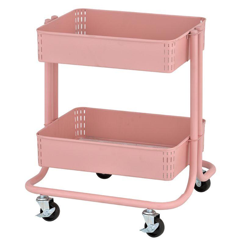 ECR4Kids 2-Tier Metal Rolling Utility Cart - Mobile Storage Organizer