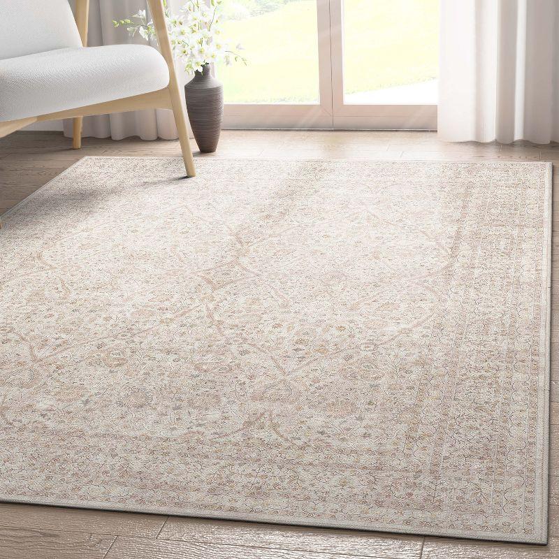 Ervin Isolde Vintage Oriental Botanical Ivory & Cream Area Rug