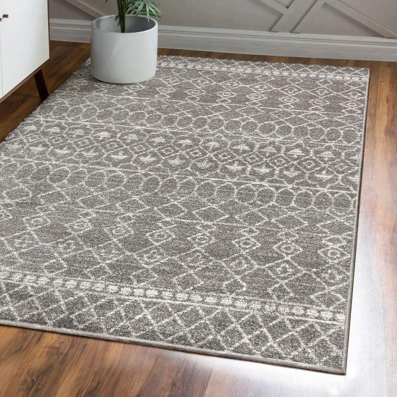 3'x5' Izil Moroccan Beni Souk Area Rug, Gray/Cream - JONATHAN Y