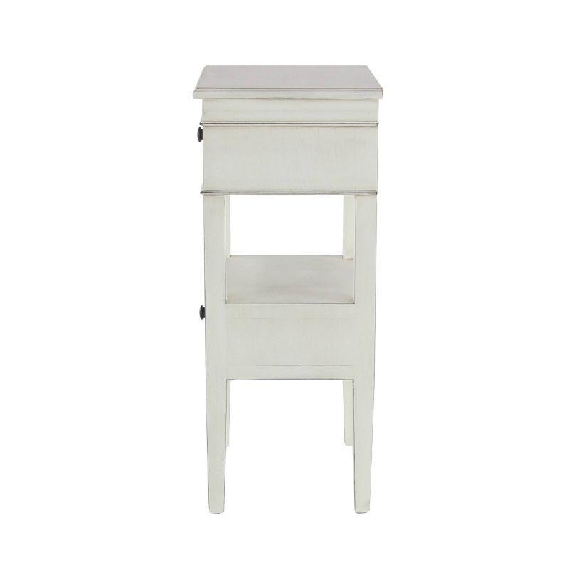 White Pine Traditional Side Table with Drawers and Shelf