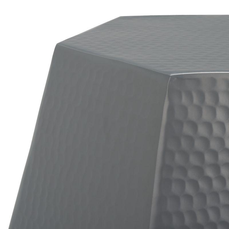 Aidan Hexagonal Dark Grey Hammered Aluminum Stool