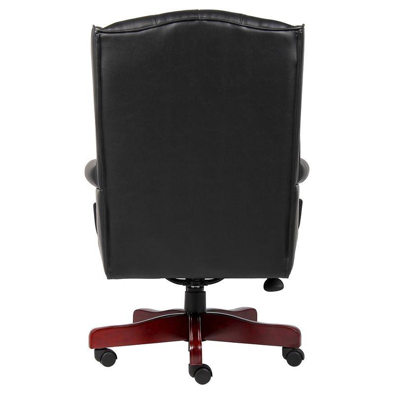 Wingback Traditional Chair Black - Boss Office Products: Elegant Mahogany, Tufted, Pneumatic Lift