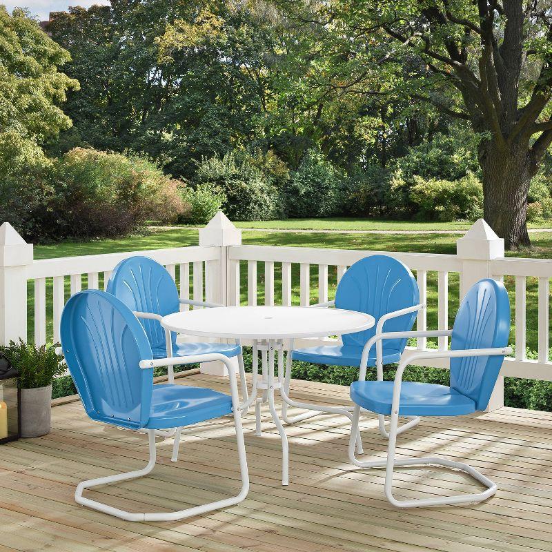Griffith 5pc Outdoor Dining Set - Sky Blue - Crosley: Steel Frame, UV-Resistant, 4 Arm Chairs & Table