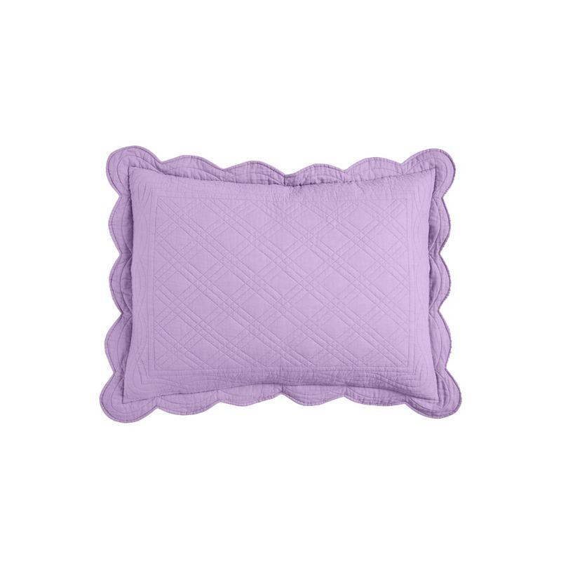 Lilac Cotton Standard Sham with Scalloped Edging