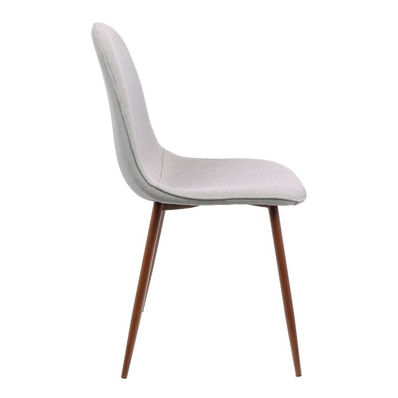 Set of 2 Pebble Mid-Century Modern Dining Accent Chairs Walnut/Light Gray: Upholstered Metal Frame - LumiSource