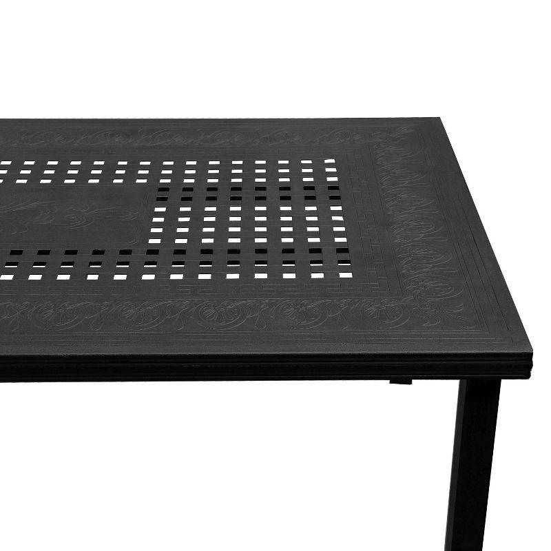 Oakland Living 95" Rectangular Modern Outdoor Mesh Lattice Aluminum Patio Dining Set with 8 Arm Chairs Black